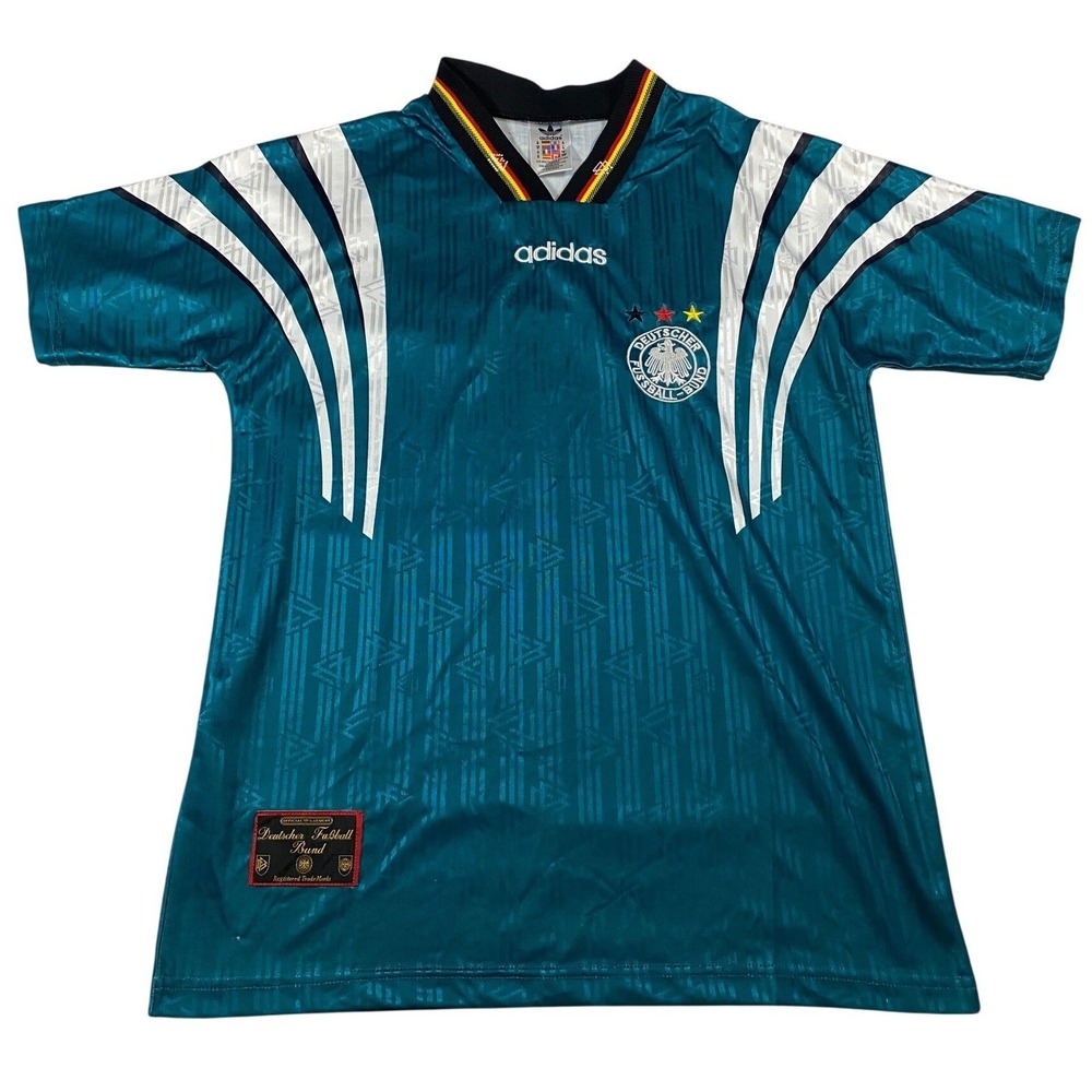 Vintage Adidas Germany DFB Away Jersey Teal 1990s Soccer Shirt Mens Medium